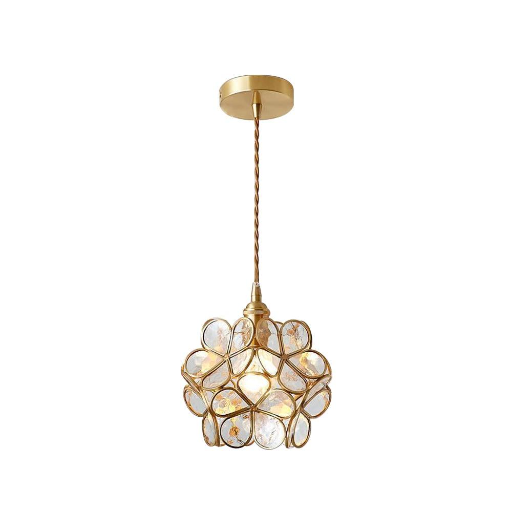 Glass Petal Pendant Light Floral Shade Adjustable Height Transparent Finish Modern Kitchen Dining Room Home Decor - Stack & Clear 13