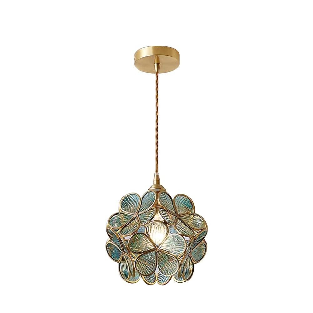 Glass Petal Pendant Light Floral Shade Adjustable Height Transparent Finish Modern Kitchen Dining Room Home Decor - Stack & Clear 14