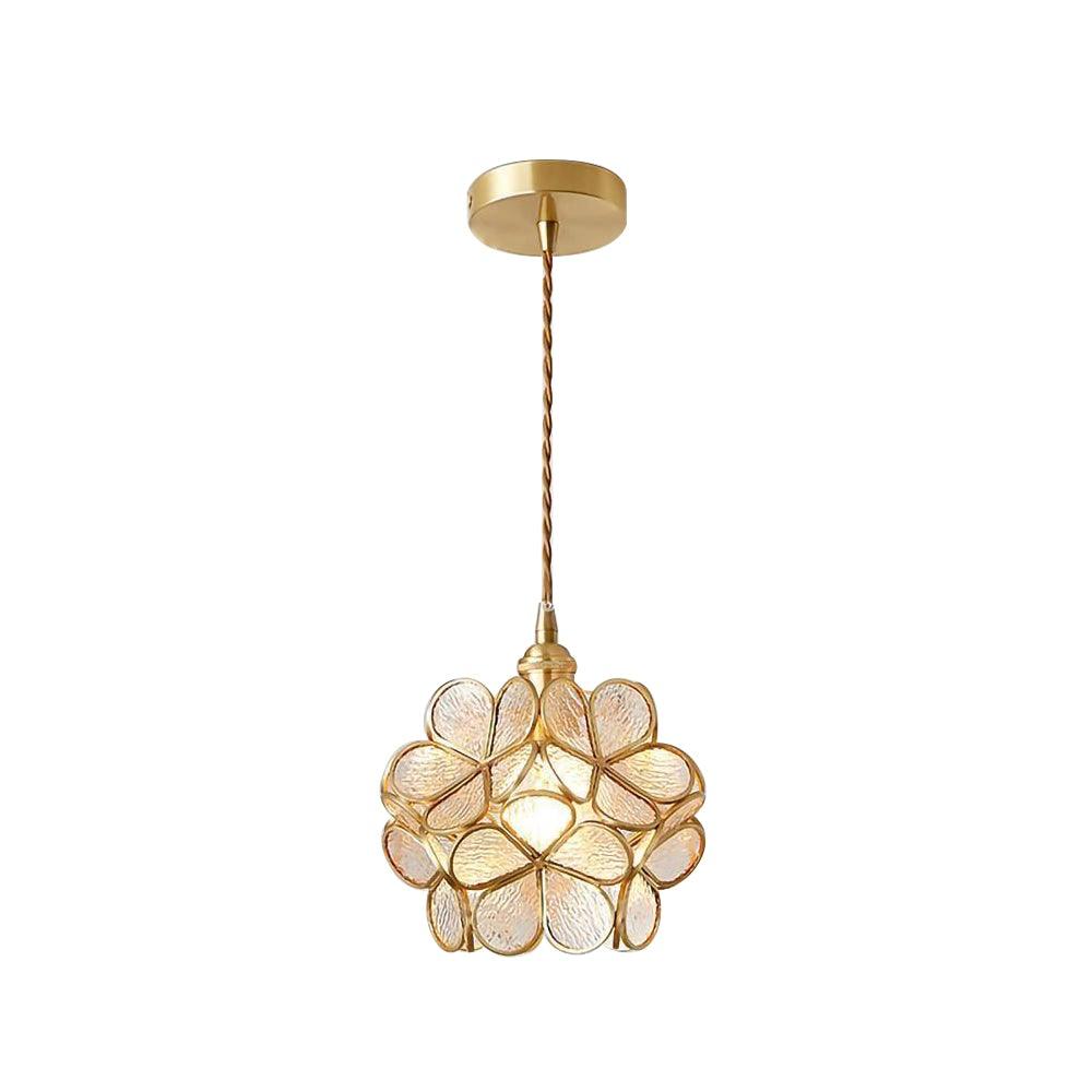 Glass Petal Pendant Light Floral Shade Adjustable Height Transparent Finish Modern Kitchen Dining Room Home Decor - Stack & Clear 16