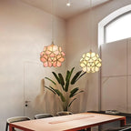Glass Petal Pendant Light Floral Shade Adjustable Height Transparent Finish Modern Kitchen Dining Room Home Decor - Stack & Clear 5