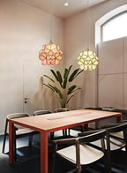 Glass Petal Pendant Light Floral Shade Adjustable Height Transparent Finish Modern Kitchen Dining Room Home Decor - Stack & Clear 6