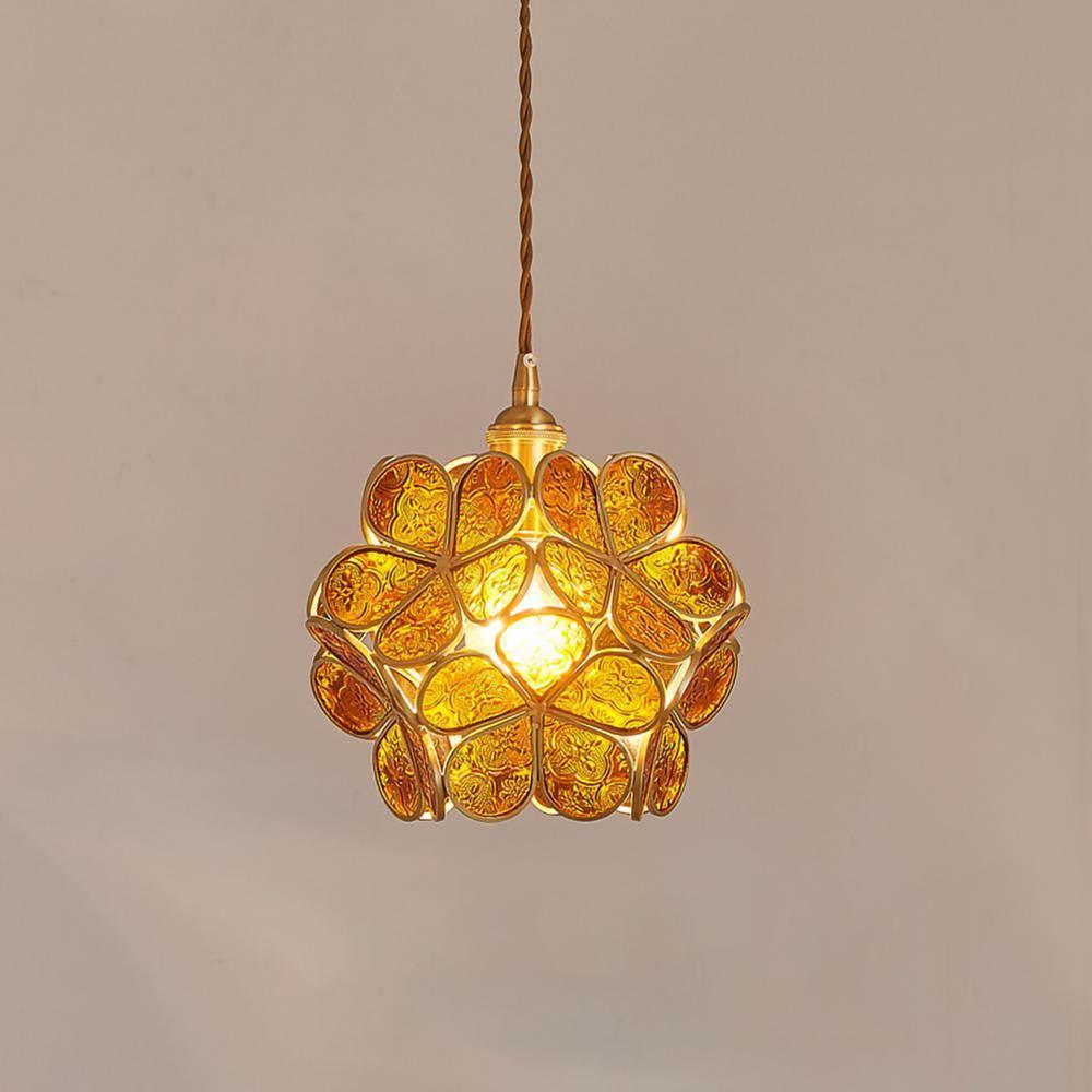 Glass Petal Pendant Light Floral Shade Adjustable Height Transparent Finish Modern Kitchen Dining Room Home Decor - Stack & Clear 10