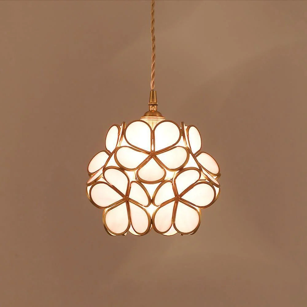 Glass Petal Pendant Light Floral Shade Adjustable Height Transparent Finish Modern Kitchen Dining Room Home Decor - Stack & Clear 11