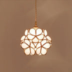 Glass Petal Pendant Light Floral Shade Adjustable Height Transparent Finish Modern Kitchen Dining Room Home Decor - Stack & Clear 11