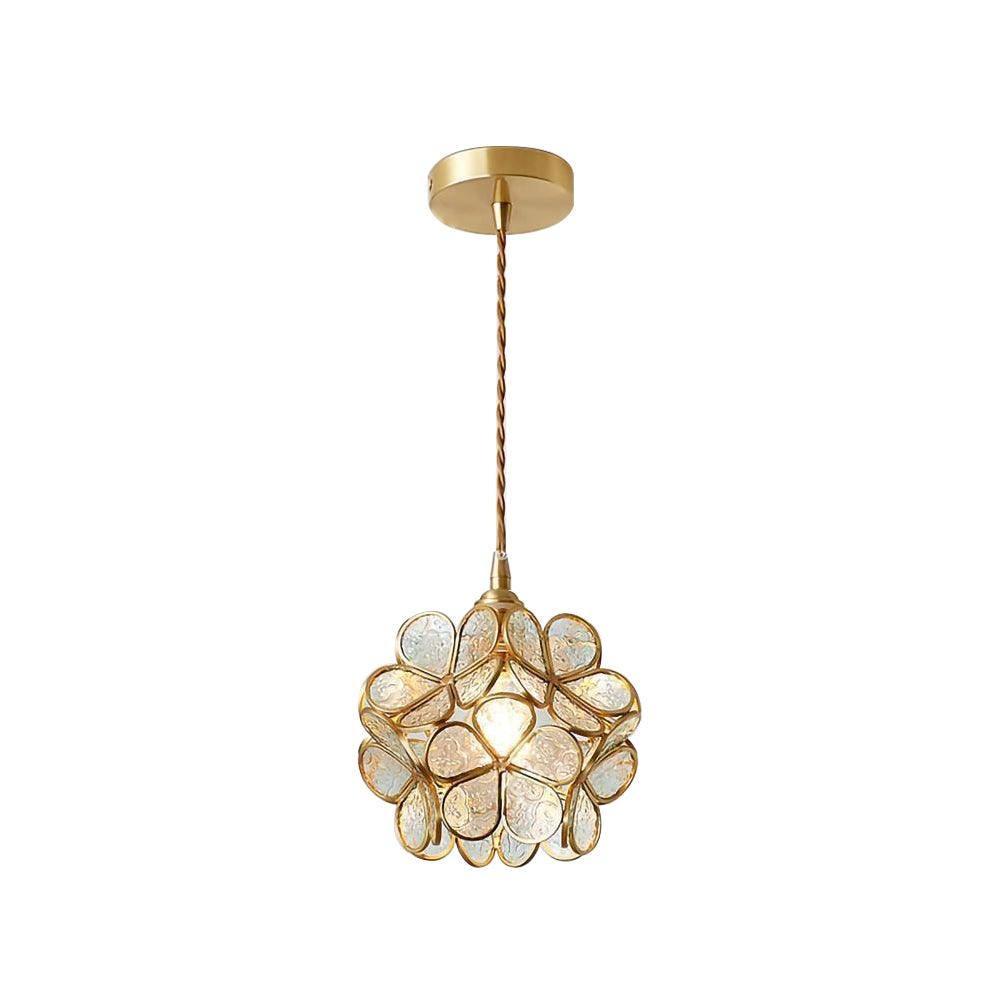 Glass Petal Pendant Light Floral Shade Adjustable Height Transparent Finish Modern Kitchen Dining Room Home Decor - Stack & Clear 12