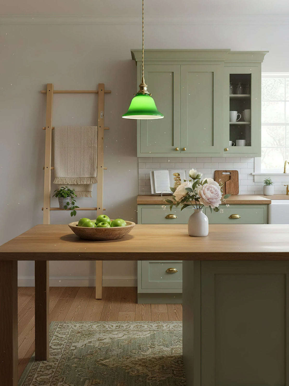 Green Metal Pendant Light Dome Shade Matte Finish Modern Kitchen Dining Room Home Decor - Stack & Clear 8