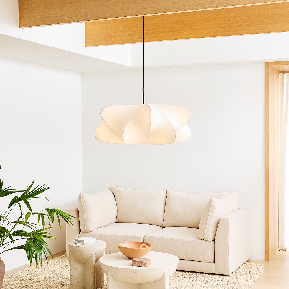 Modern Pendant Light Silk Adjustable Height Cloud Design 3