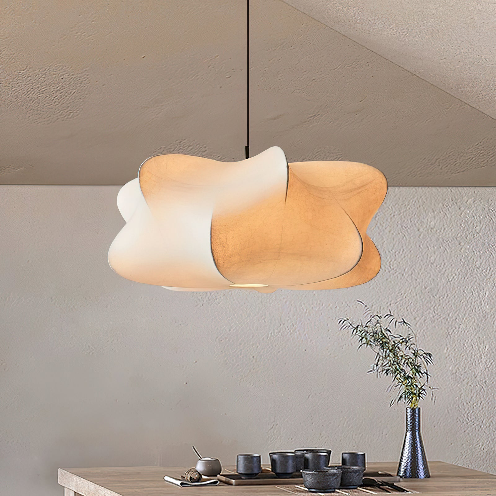 Modern Pendant Light Silk Adjustable Height Cloud Design 5