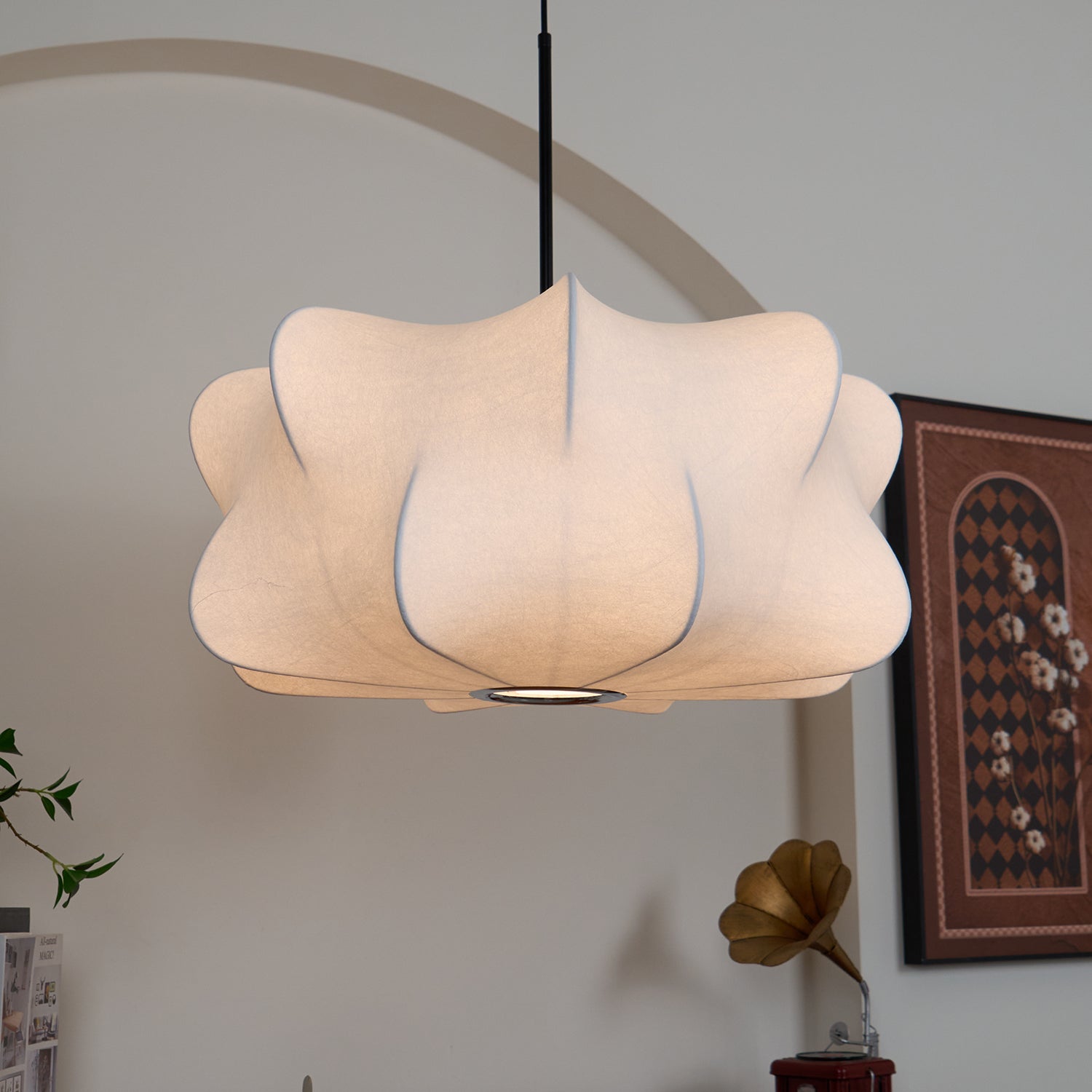 Modern Pendant Light Silk Adjustable Height Cloud Design 6