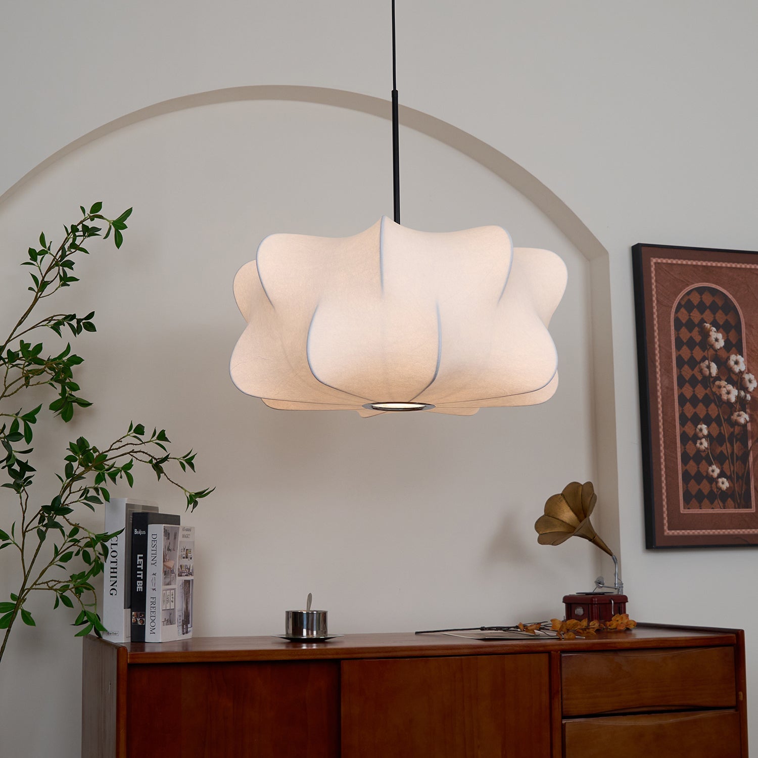 Modern Pendant Light Silk Adjustable Height Cloud Design 7