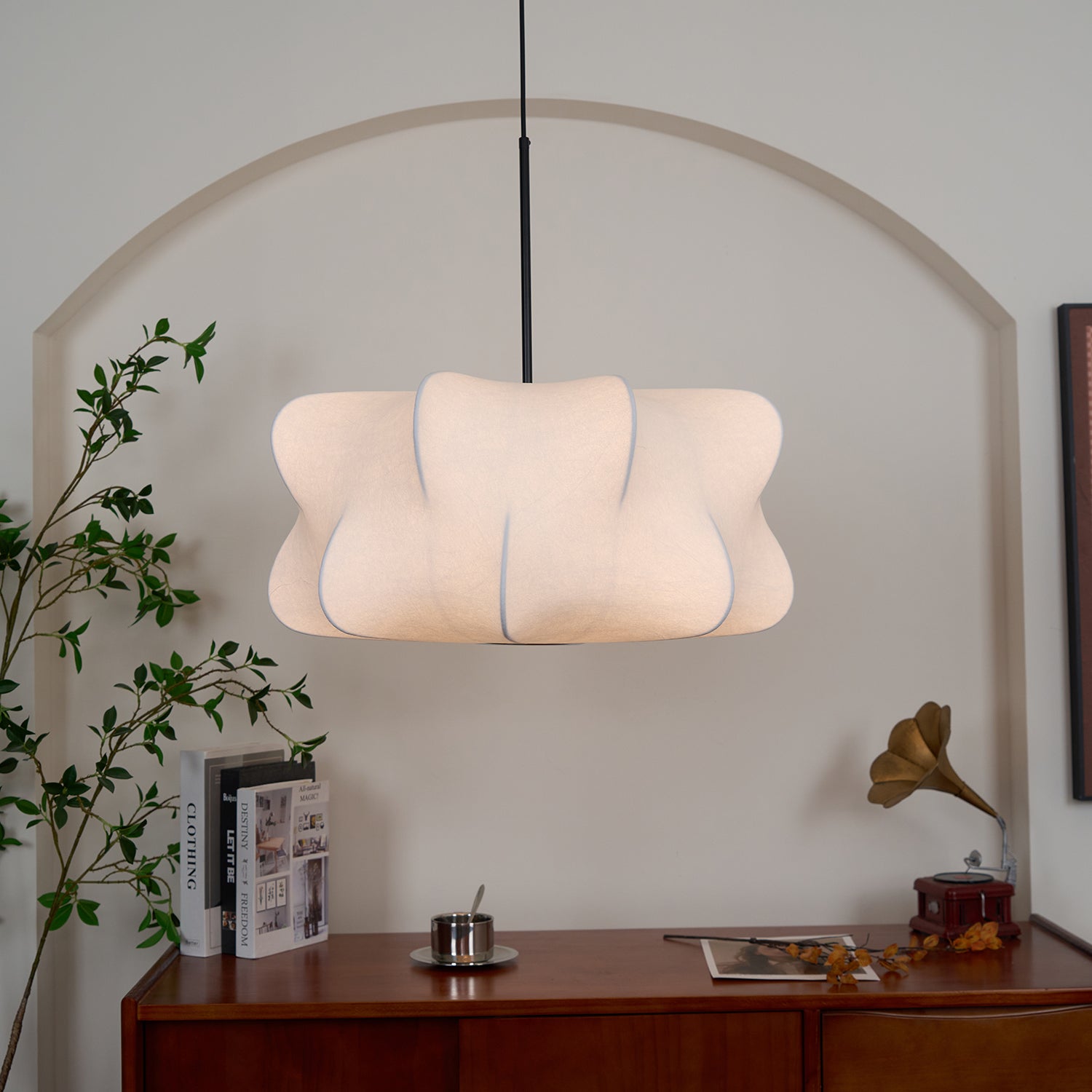 Modern Pendant Light Silk Adjustable Height Cloud Design 8