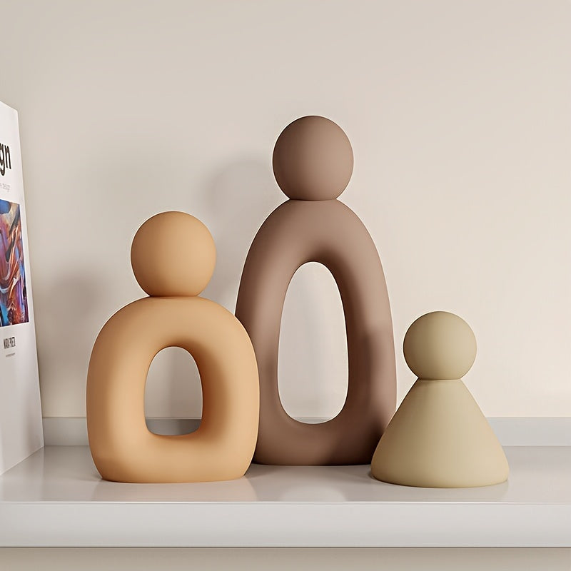 Modern Resin Family Sculpture Set - Minimalist Home Decor Accent 1