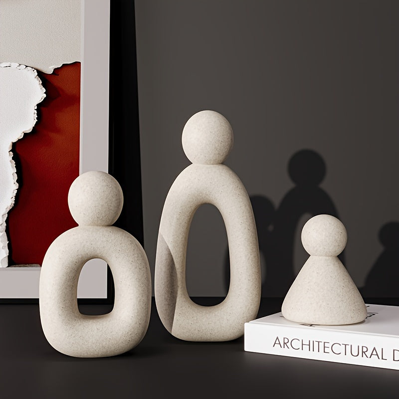 Modern Resin Family Sculpture Set - Minimalist Home Decor Accent 3