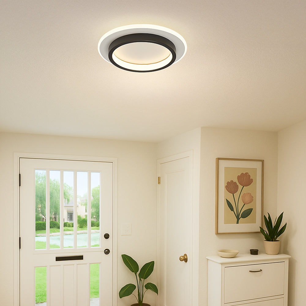 Modern Round LED Ceiling Light Fixture with Metal Frame and Acrylic Diffuser - 10W/20W 5