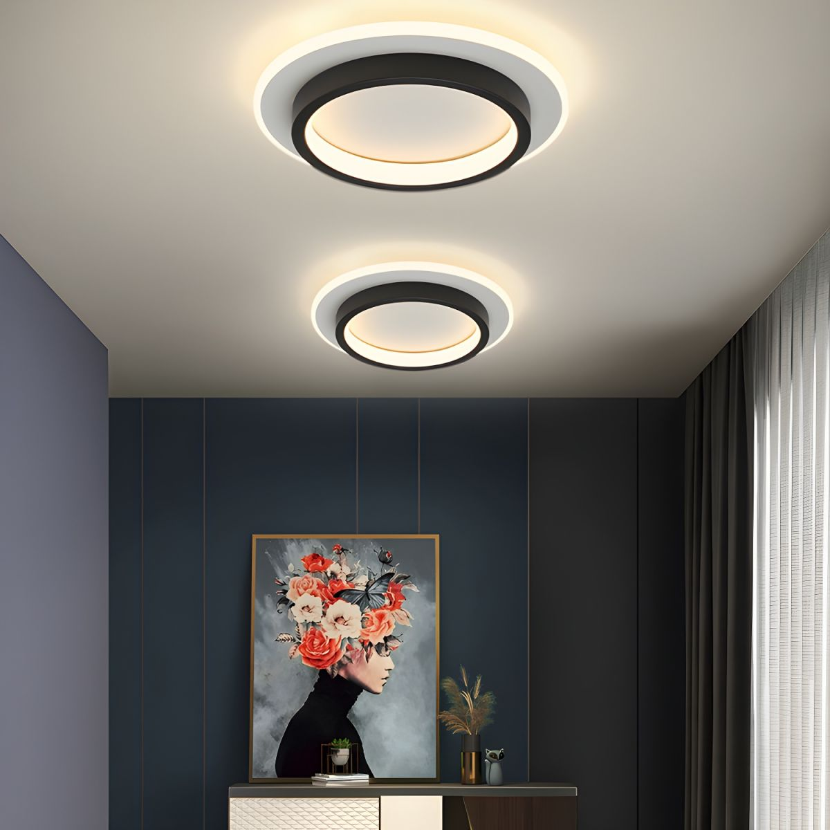 Modern Round LED Ceiling Light Fixture with Metal Frame and Acrylic Diffuser - 10W/20W 7