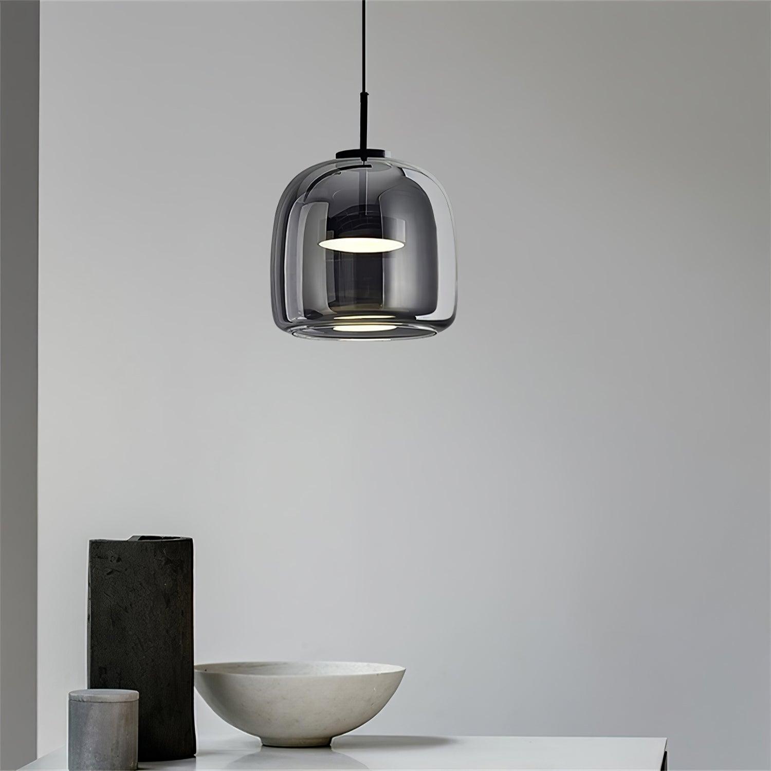 Modern Smoked Glass Pendant Lamp – Adjustable Height Kitchen Pendant Lighting for Contemporary Spaces 2