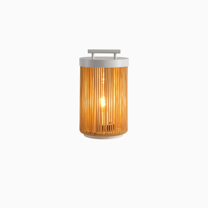 Modern Solar Outdoor Post Light Natural Rattan Waterproof 0
