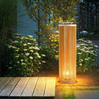 Modern Solar Outdoor Post Light Natural Rattan Waterproof 2