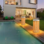 Modern Solar Outdoor Post Light Natural Rattan Waterproof 5