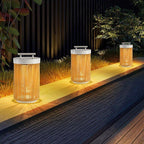 Modern Solar Outdoor Post Light Natural Rattan Waterproof 6