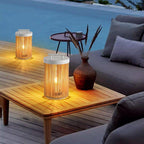Modern Solar Outdoor Post Light Natural Rattan Waterproof 8
