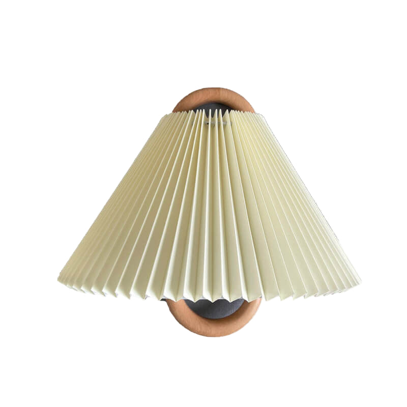 Modern Solid Wood Wall Sconce Lamp with Fabric Shade – 1-Light Semi-Circle Wall Lighting for Living Room and Bedroom 3