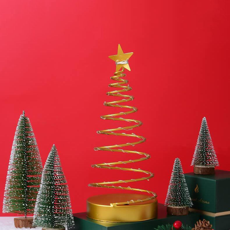 Modern Spiral Star Table Lamp – Gold Battery Operated Bedside Lamp with LED Light 2