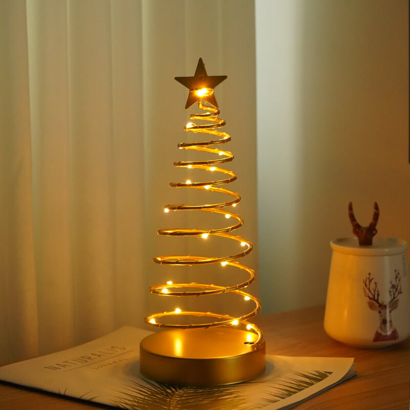 Modern Spiral Star Table Lamp – Gold Battery Operated Bedside Lamp with LED Light 3