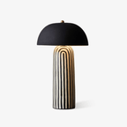 Modern Striped Table Lamp Black Dome Shade Ceramic 0