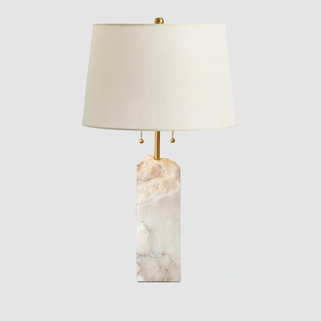 Modern Table Lamp Alabaster Design Fabric Shade Adjustable Height 0