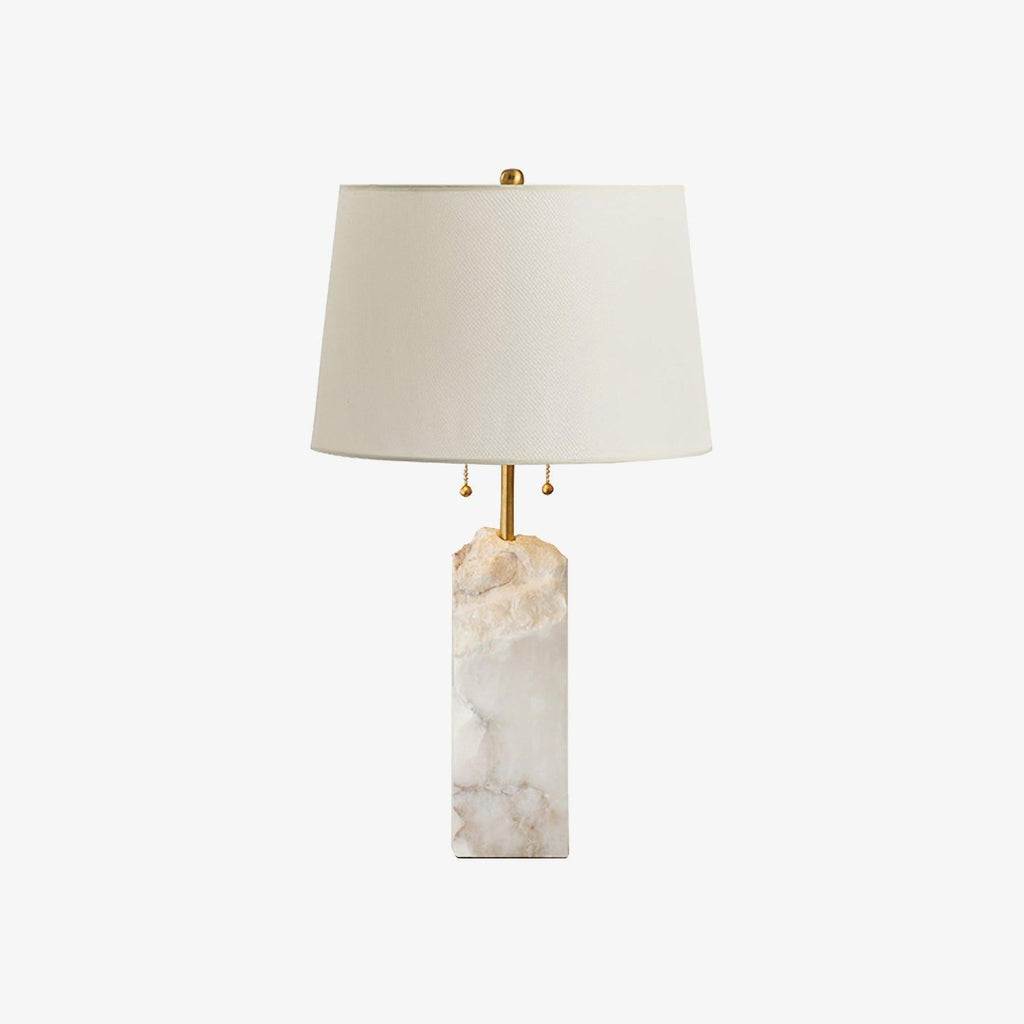 Modern Table Lamp Alabaster Design Fabric Shade Adjustable Height 1