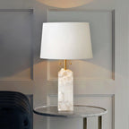 Modern Table Lamp Alabaster Design Fabric Shade Adjustable Height 3