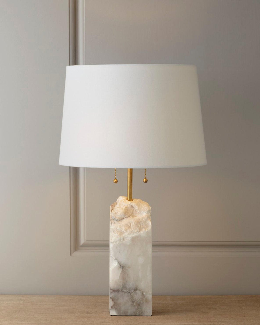 Modern Table Lamp Alabaster Design Fabric Shade Adjustable Height 4