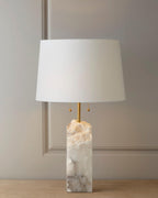 Modern Table Lamp Alabaster Design Fabric Shade Adjustable Height 4