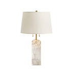 Modern Table Lamp Alabaster Design Fabric Shade Adjustable Height 8