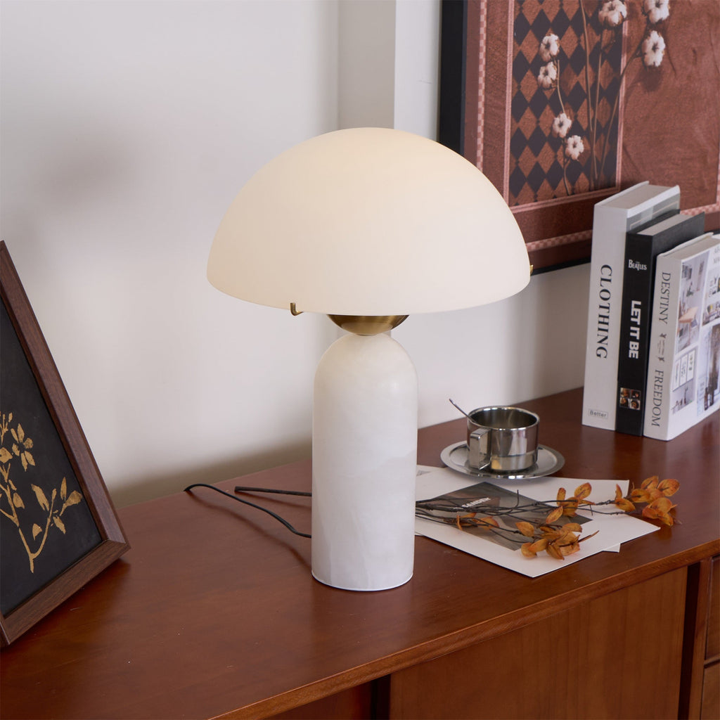 Modern Table Lamp Glass Shade Adjustable Height 1