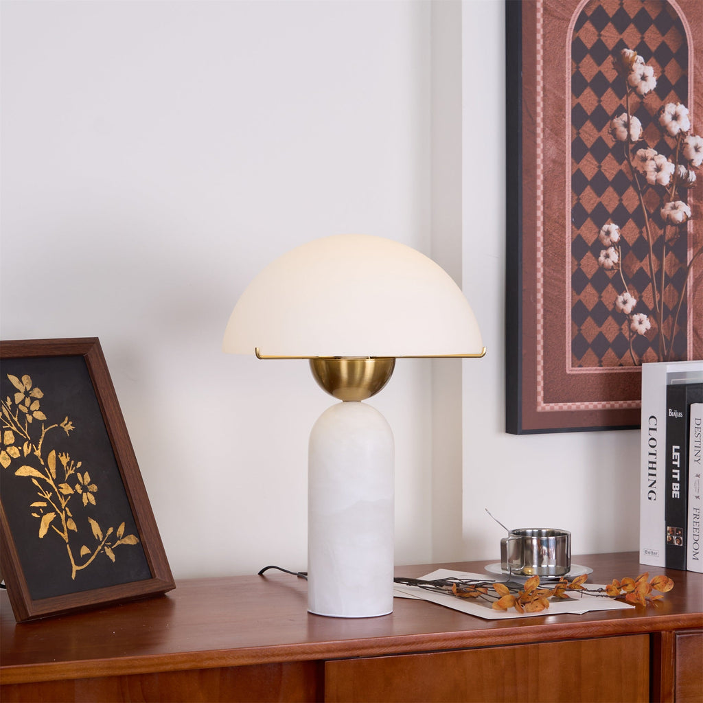 Modern Table Lamp Glass Shade Adjustable Height 2