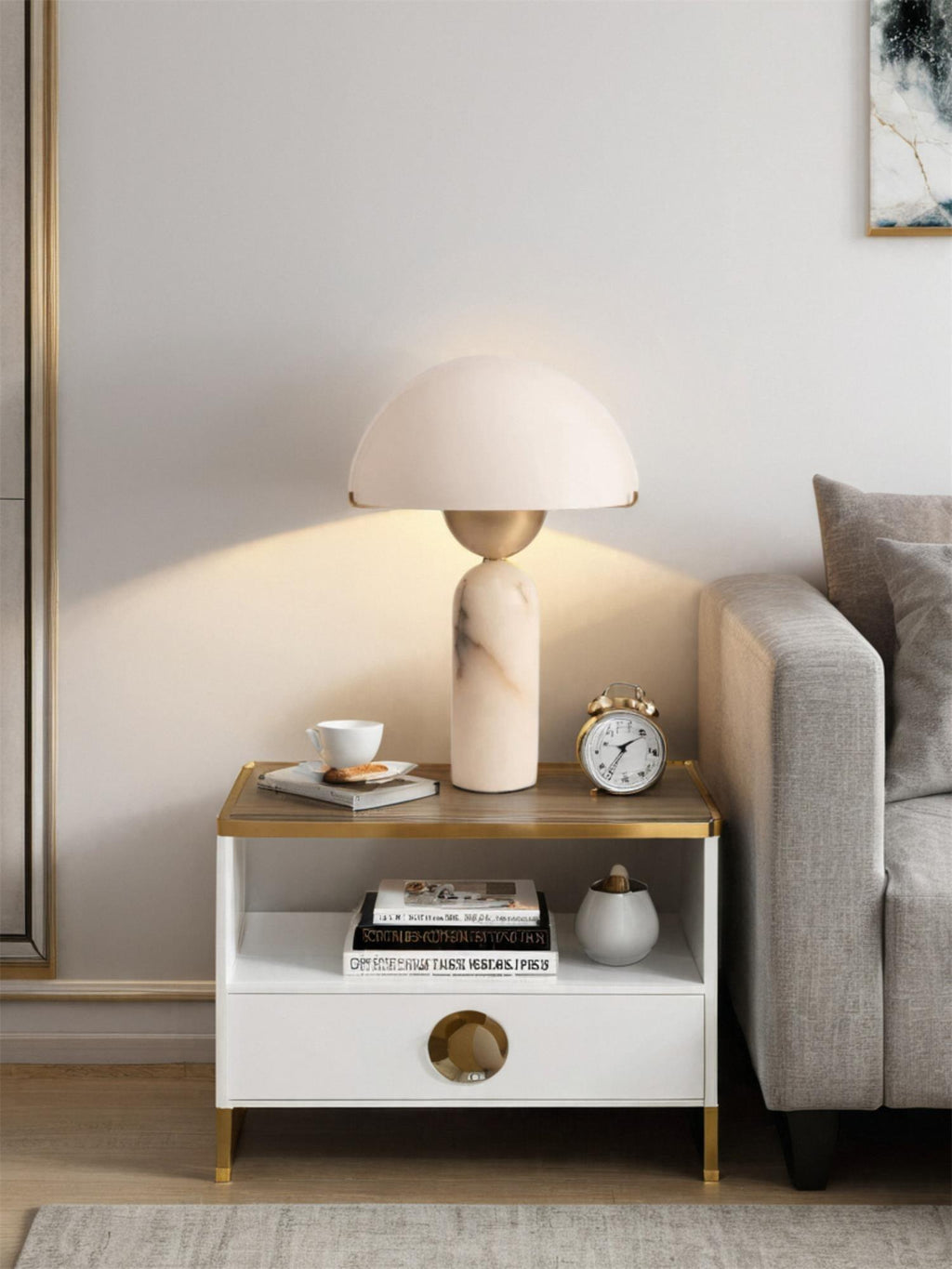 Modern Table Lamp Glass Shade Adjustable Height 7