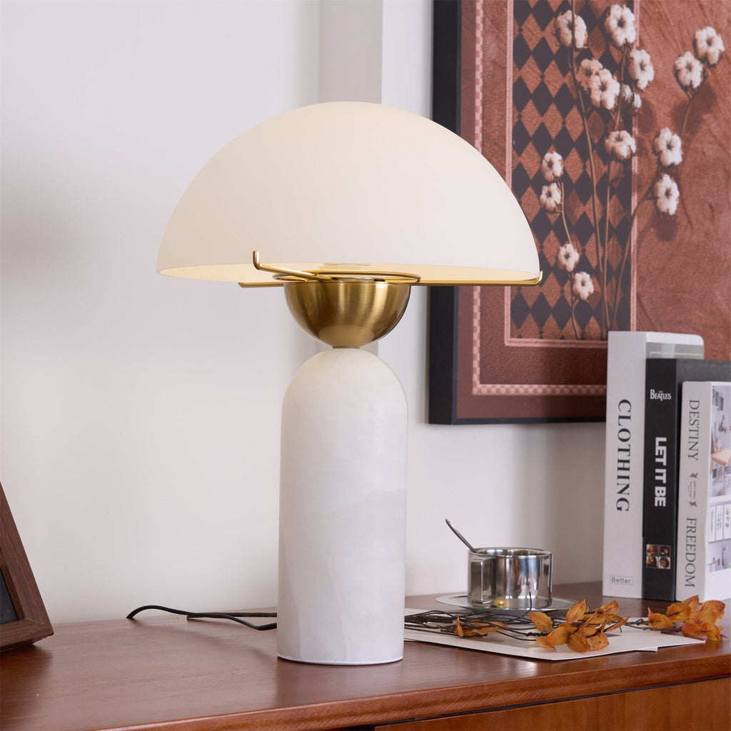 Modern Table Lamp Glass Shade Adjustable Height 8