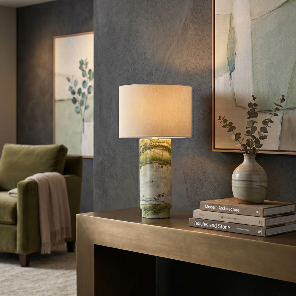 Modern Table Lamp Green Marble Base Inline Switch 99