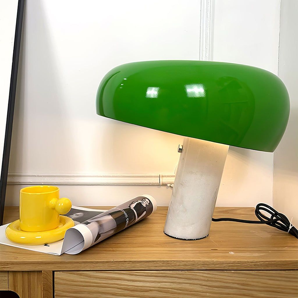 Modern Table Lamp Marble Base Metal Shade LED Compatible 4