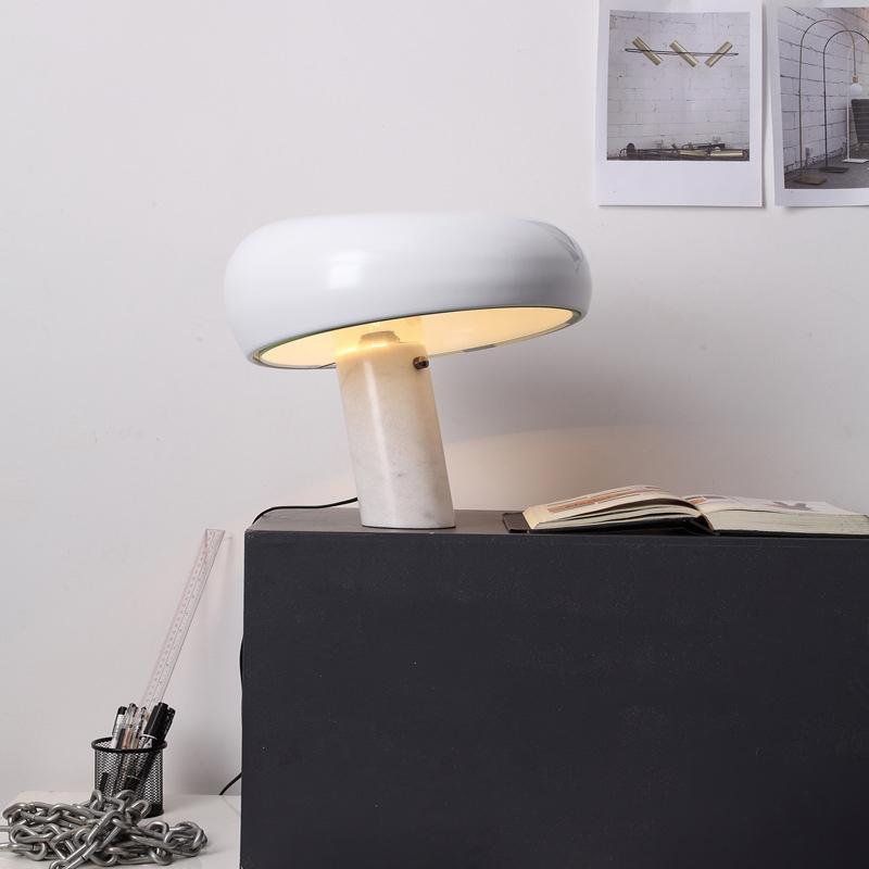 Modern Table Lamp Marble Base Metal Shade LED Compatible 8