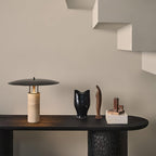 Modern Table Lamp Metal Base Black Shade Inline Switch 5