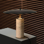 Modern Table Lamp Metal Base Black Shade Inline Switch 7