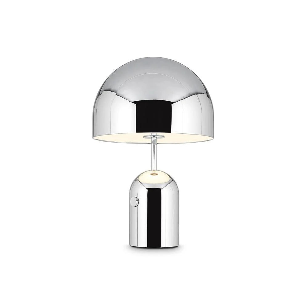Chrome Metal Table Lamp Bell Shade Compact Matte Finish Modern Living Room Bedroom Home Decor - Stack & Clear 3