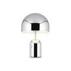 Chrome Metal Table Lamp Bell Shade Compact Matte Finish Modern Living Room Bedroom Home Decor - Stack & Clear 3