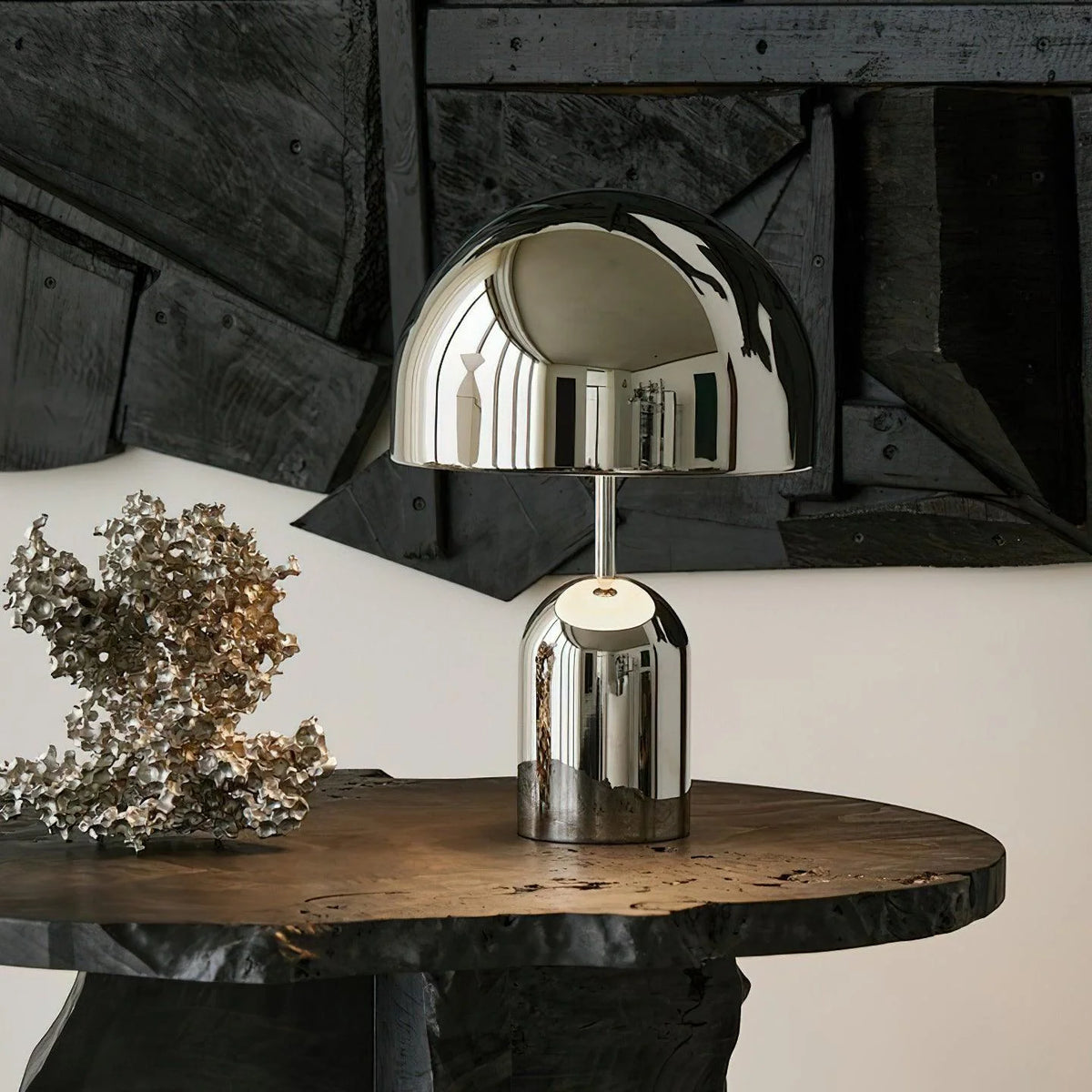 Chrome Metal Table Lamp Bell Shade Compact Matte Finish Modern Living Room Bedroom Home Decor - Stack & Clear 6