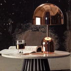 Chrome Metal Table Lamp Bell Shade Compact Matte Finish Modern Living Room Bedroom Home Decor - Stack & Clear 10