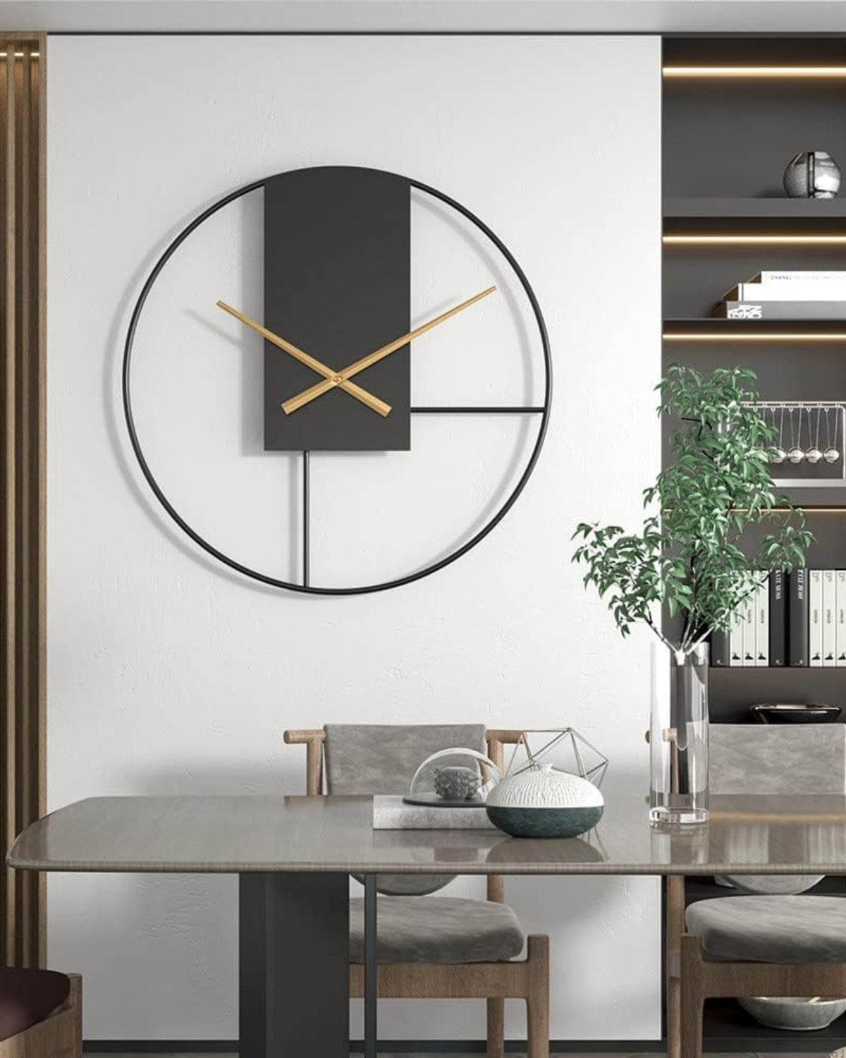 Modern Wall Clock Decor with Black Frame and Gold Hands – 12 Inch Minimalist Design 2