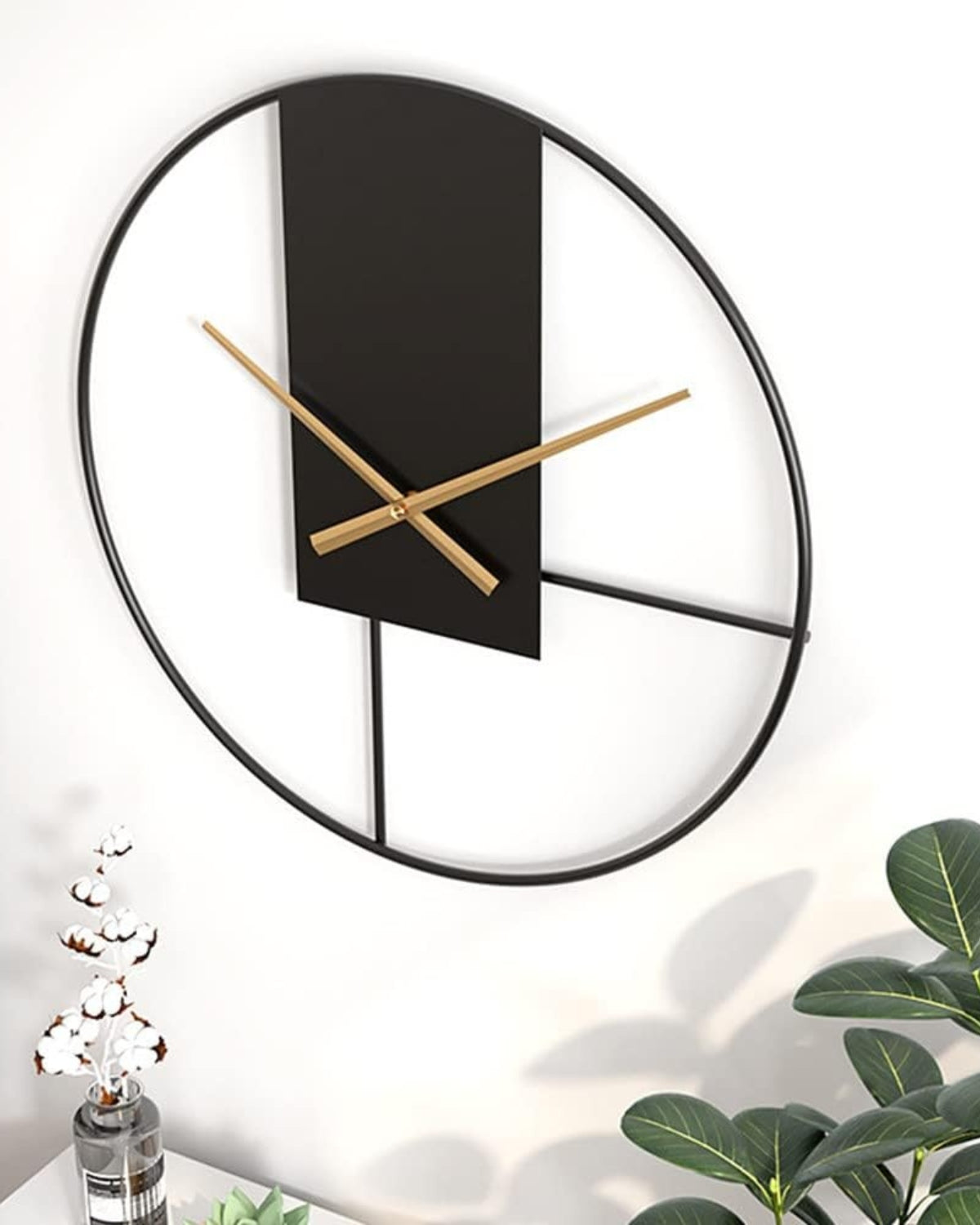 Modern Wall Clock Decor with Black Frame and Gold Hands – 12 Inch Minimalist Design 4